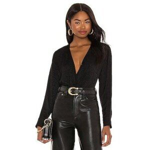 Rails Hillary Black Snake Jacquard Wrap Long Sleeve Blouse XS